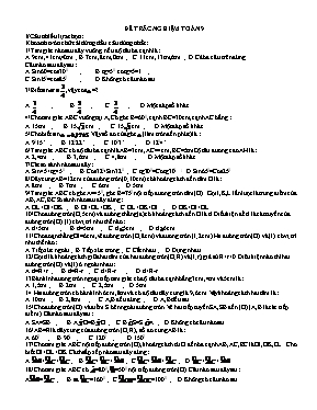 Đề trắc nghiệm môn Toán 9